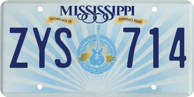 MS license plate ZYS714
