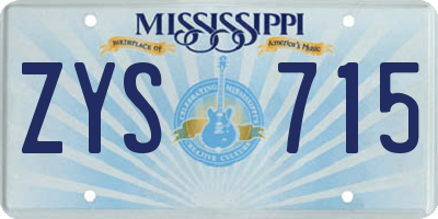 MS license plate ZYS715