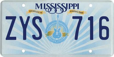 MS license plate ZYS716