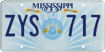 MS license plate ZYS717