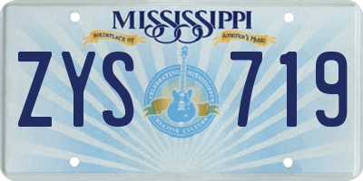 MS license plate ZYS719