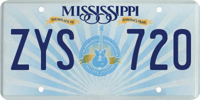 MS license plate ZYS720