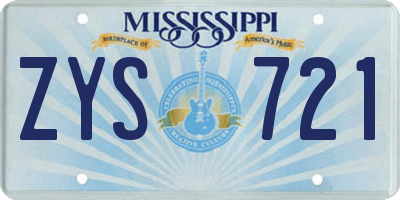 MS license plate ZYS721