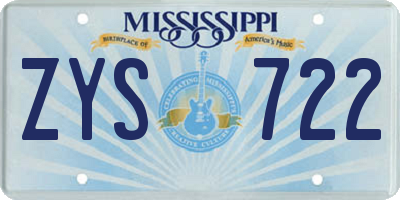 MS license plate ZYS722