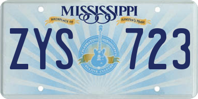 MS license plate ZYS723