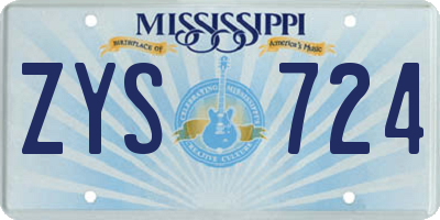 MS license plate ZYS724