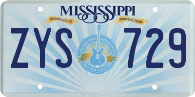 MS license plate ZYS729