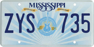 MS license plate ZYS735