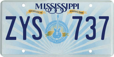 MS license plate ZYS737