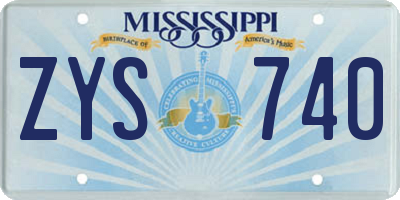 MS license plate ZYS740