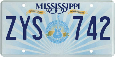 MS license plate ZYS742