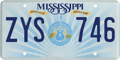MS license plate ZYS746