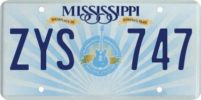 MS license plate ZYS747