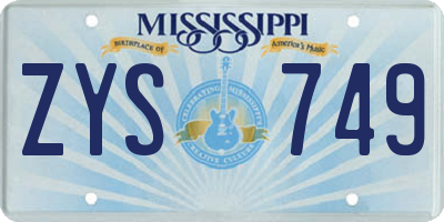 MS license plate ZYS749