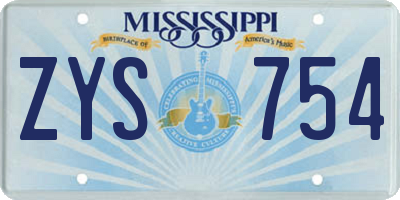 MS license plate ZYS754