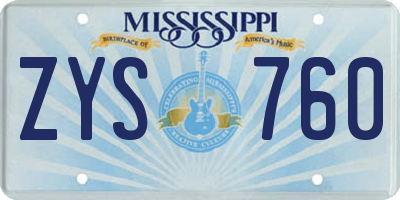 MS license plate ZYS760