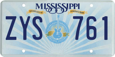 MS license plate ZYS761