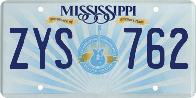 MS license plate ZYS762