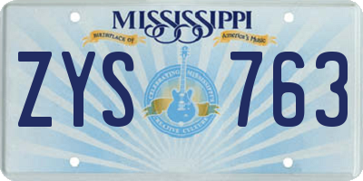 MS license plate ZYS763