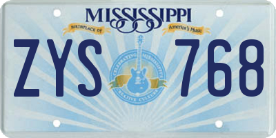 MS license plate ZYS768