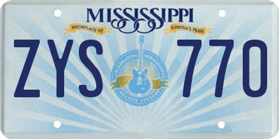 MS license plate ZYS770