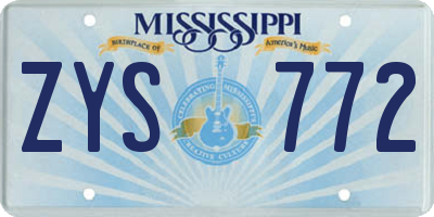 MS license plate ZYS772
