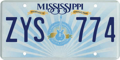 MS license plate ZYS774