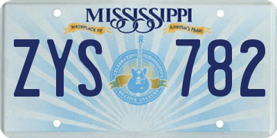 MS license plate ZYS782