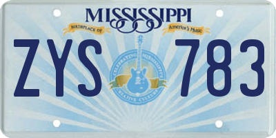 MS license plate ZYS783