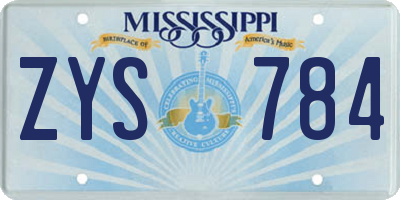 MS license plate ZYS784