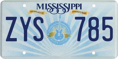 MS license plate ZYS785