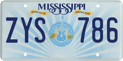 MS license plate ZYS786