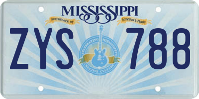 MS license plate ZYS788
