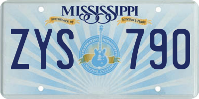 MS license plate ZYS790