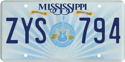 MS license plate ZYS794