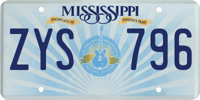 MS license plate ZYS796