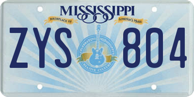 MS license plate ZYS804