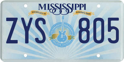 MS license plate ZYS805
