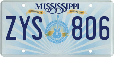 MS license plate ZYS806