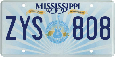 MS license plate ZYS808