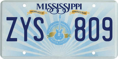 MS license plate ZYS809