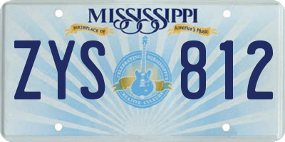 MS license plate ZYS812