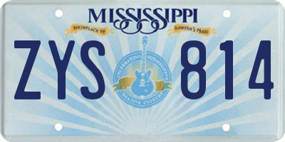 MS license plate ZYS814