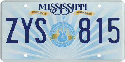 MS license plate ZYS815