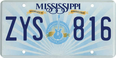 MS license plate ZYS816