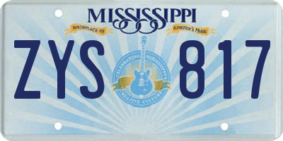MS license plate ZYS817