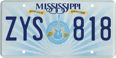 MS license plate ZYS818