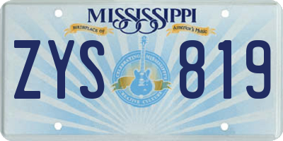 MS license plate ZYS819