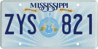 MS license plate ZYS821