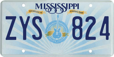 MS license plate ZYS824